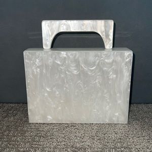 Chic Favor White Marble Acrylic Box Clutch